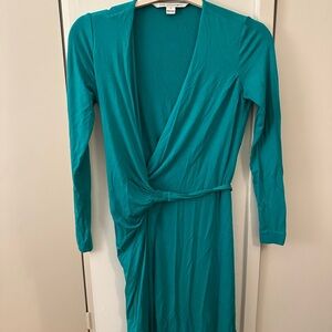 Diane Von Furstenberg Turquoise Long Sleeve Dress